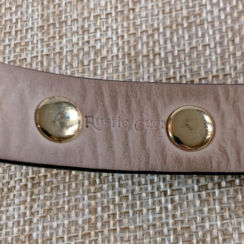 Rustic Cuff Blue Leather Pony Hair Gold Medallion Adjustable Bracelet - Picture 4 of 4